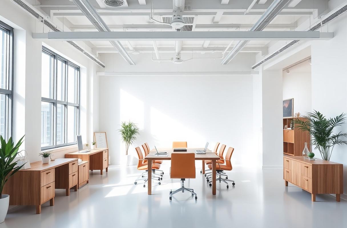 Bright minimalist office interior representing the Service Axis studio environment